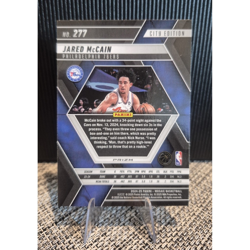 2024-25 Panini Mosaic Jared McCain #277 Silver Fast Break City Edition (RC) - Picture 2 of 7